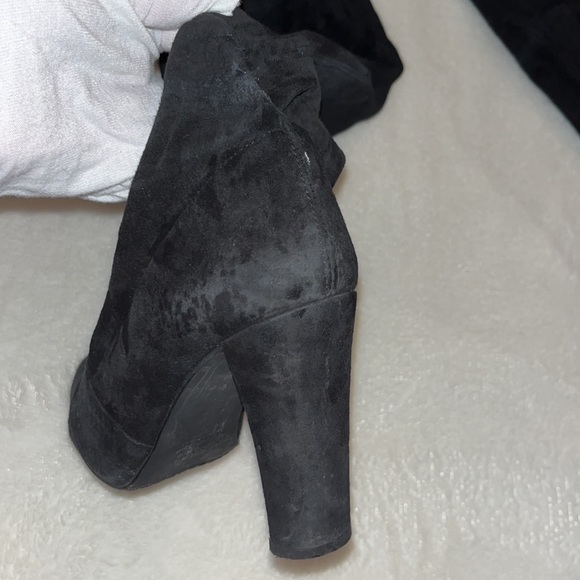 STUART WEITZMAN Highland Over The Knee Boot block heel black suede 5.5 - Picture 4 of 13